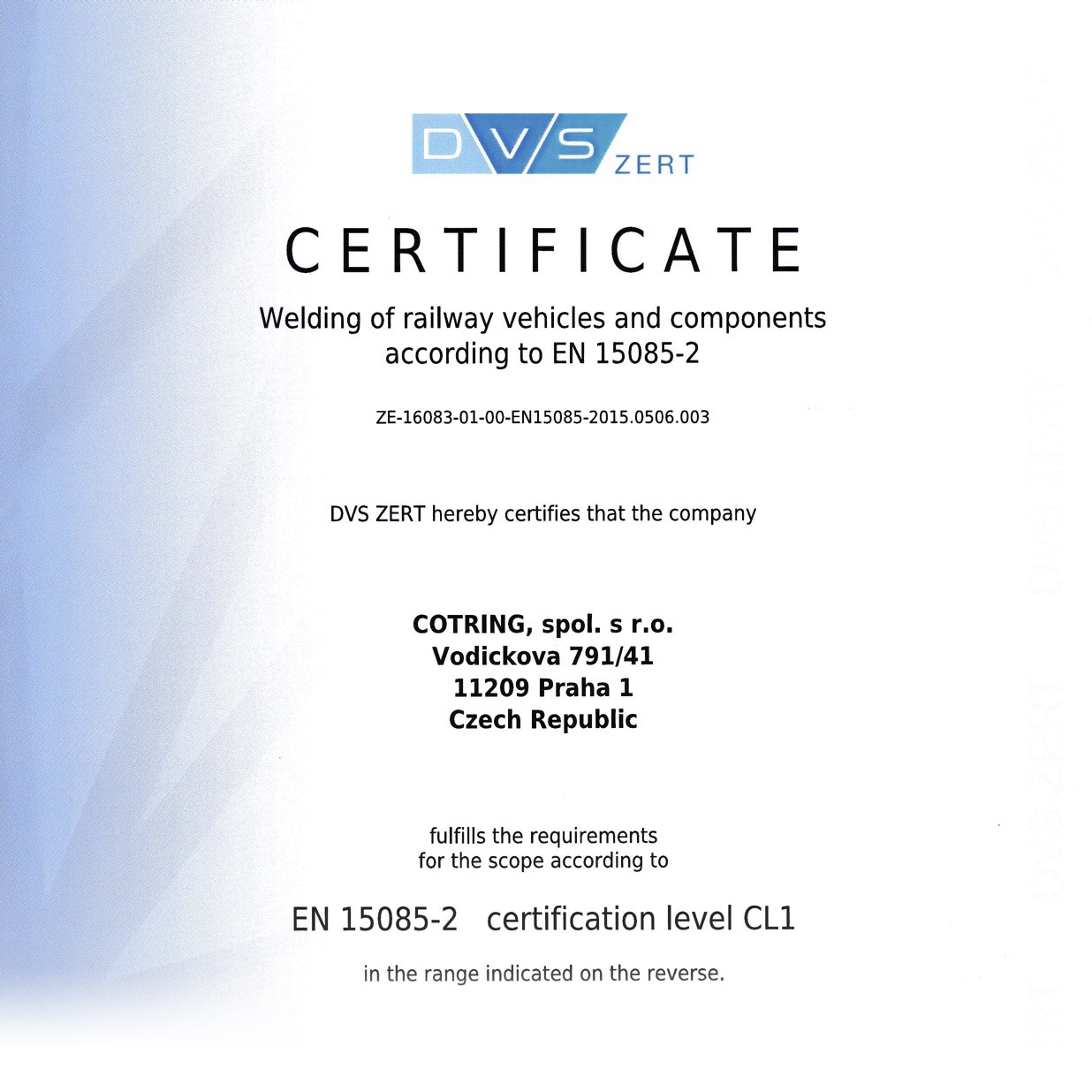 ČSN EN ISO 15085-2-CL1